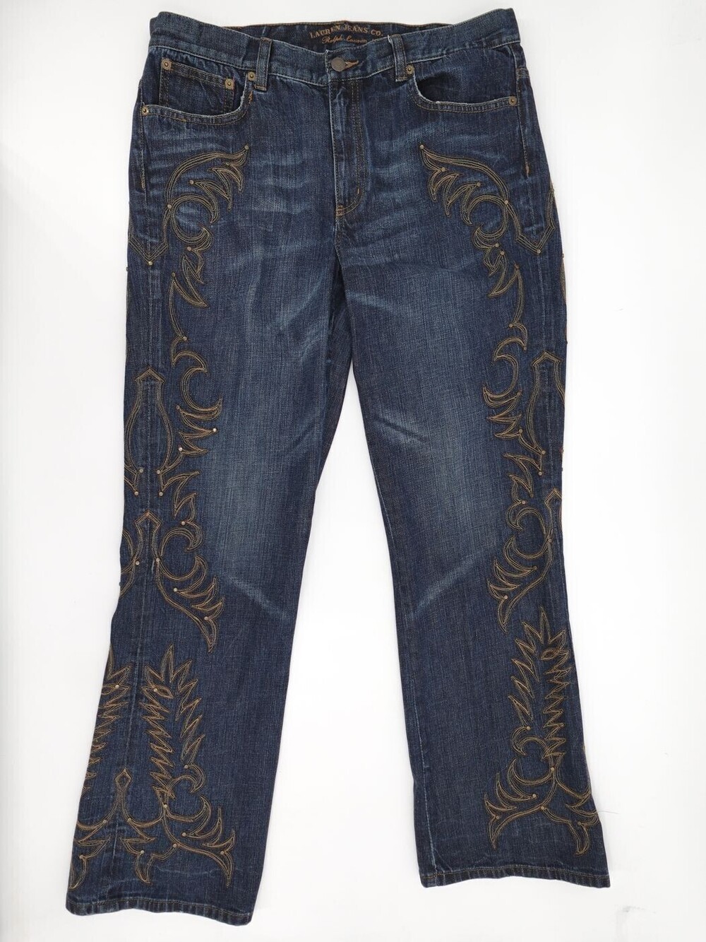 Lauren Jeans Co. Ralph Lauren Jeans Womens 12 Blue Bootcut Embroidered Studded